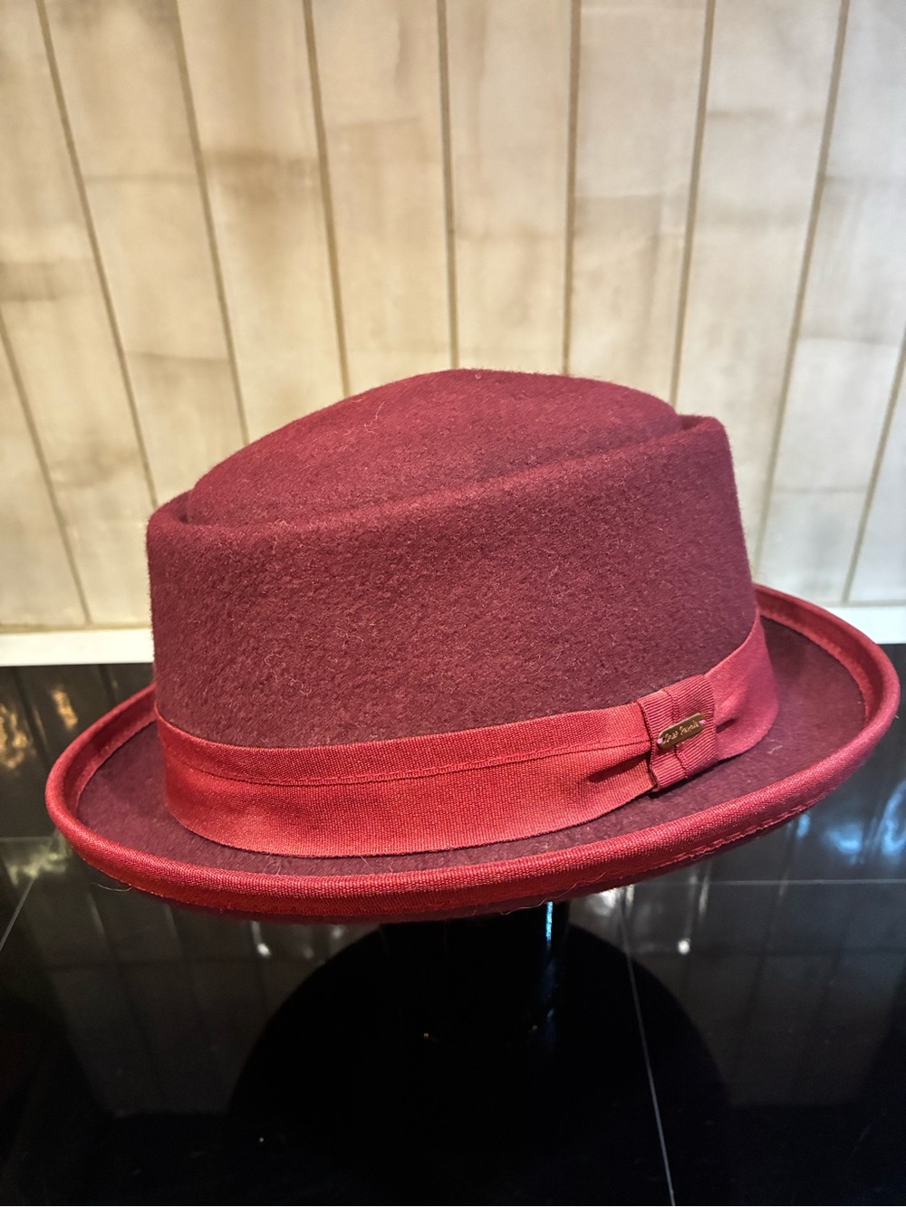 Free People Burgundy Wool Felt Pork Pie Hat